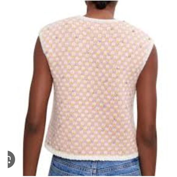 NWT Maje Pink Rhinsetone Knit Maelana Sleeveless Sweater Large - Picture 2 of 11
